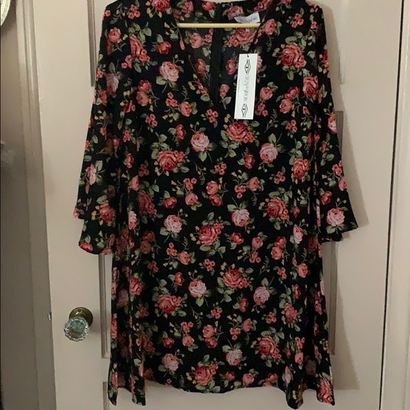 EYES OF SIMONE BOHO TUNIC A SHAPED DRESS NWT XS SUMMER COACHELLA - Picture 2 of 7